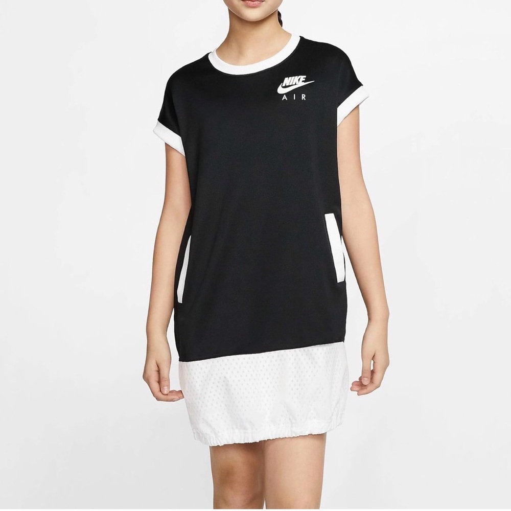Nike Girls Sports Wearomens Air Short Sleeve Black White Dress Size XL